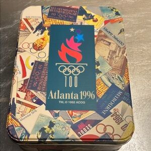 Atlanta 1996 Olympic Commemorative Tin of 23 note cards fully intact set.